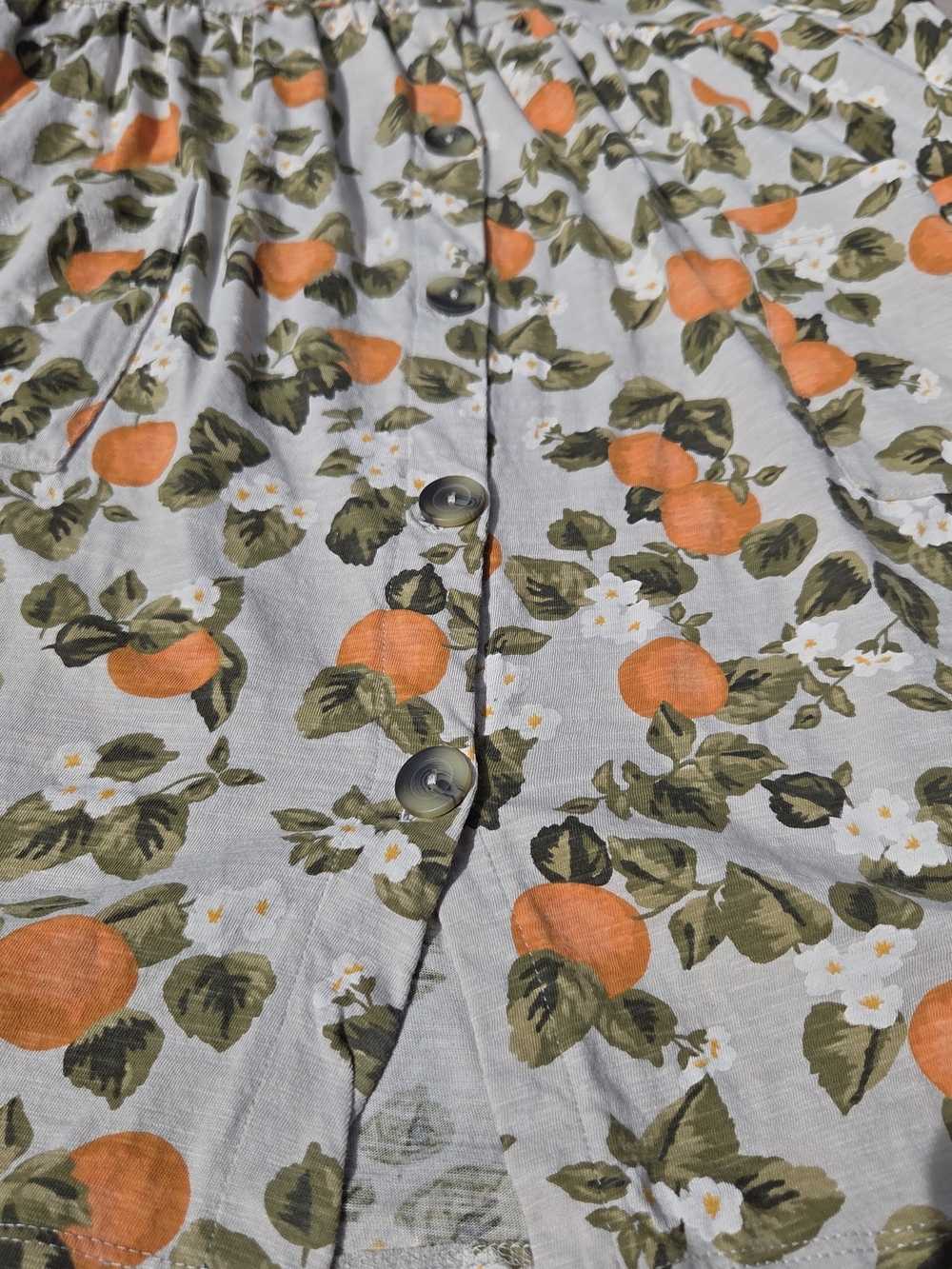 Dip Cotton Button-Front Orange Print Babydoll Mumu Dress - Picture 6 of 8